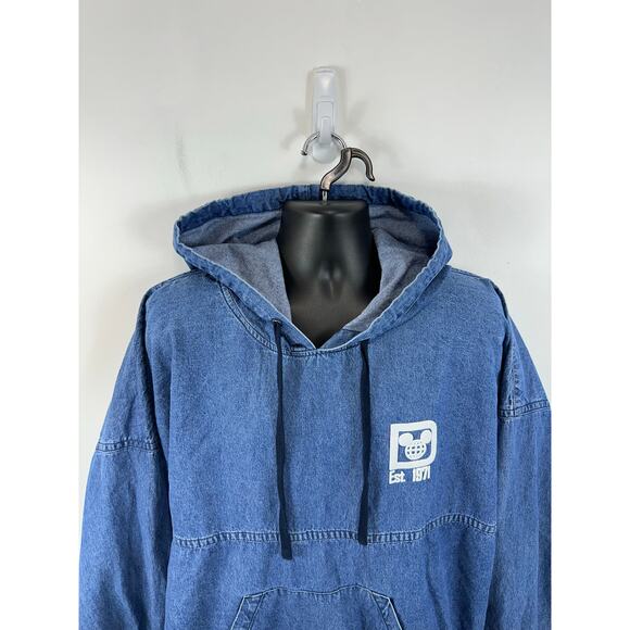Disney World Spirit Jersey Hooded Denim Pullover Size Large Unisex - Picture 6 of 10